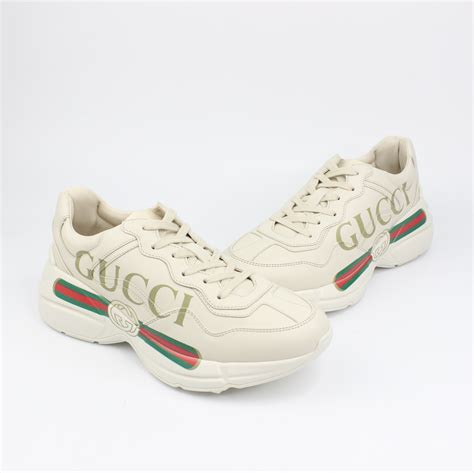 gucci rhyton logo-print leather sneakers.|gucci rhyton sneakers price.